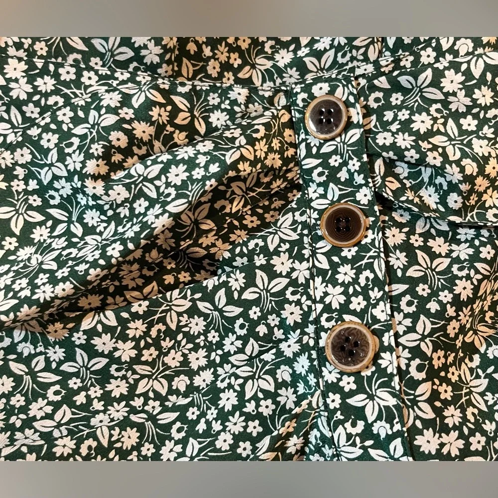 VERONICA BEARD Kaia Ruffle Women’s Floral Mini Skirt 100% Silk In Green Size‎ 0